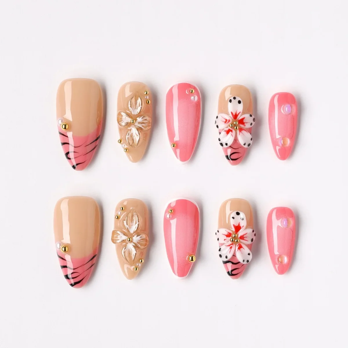 Vine & Bloom, press-on nail set, almond, medium