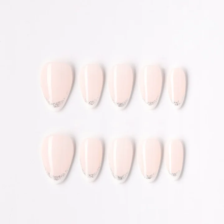 Double Line, press-on nail set, almond, short