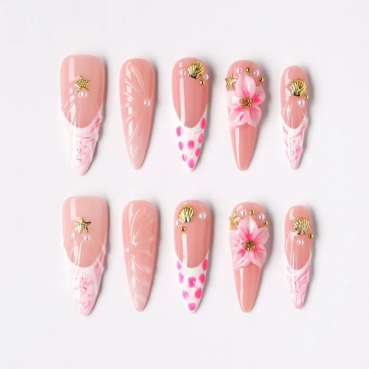Dreamy Trail, press-on nail set, almond, long