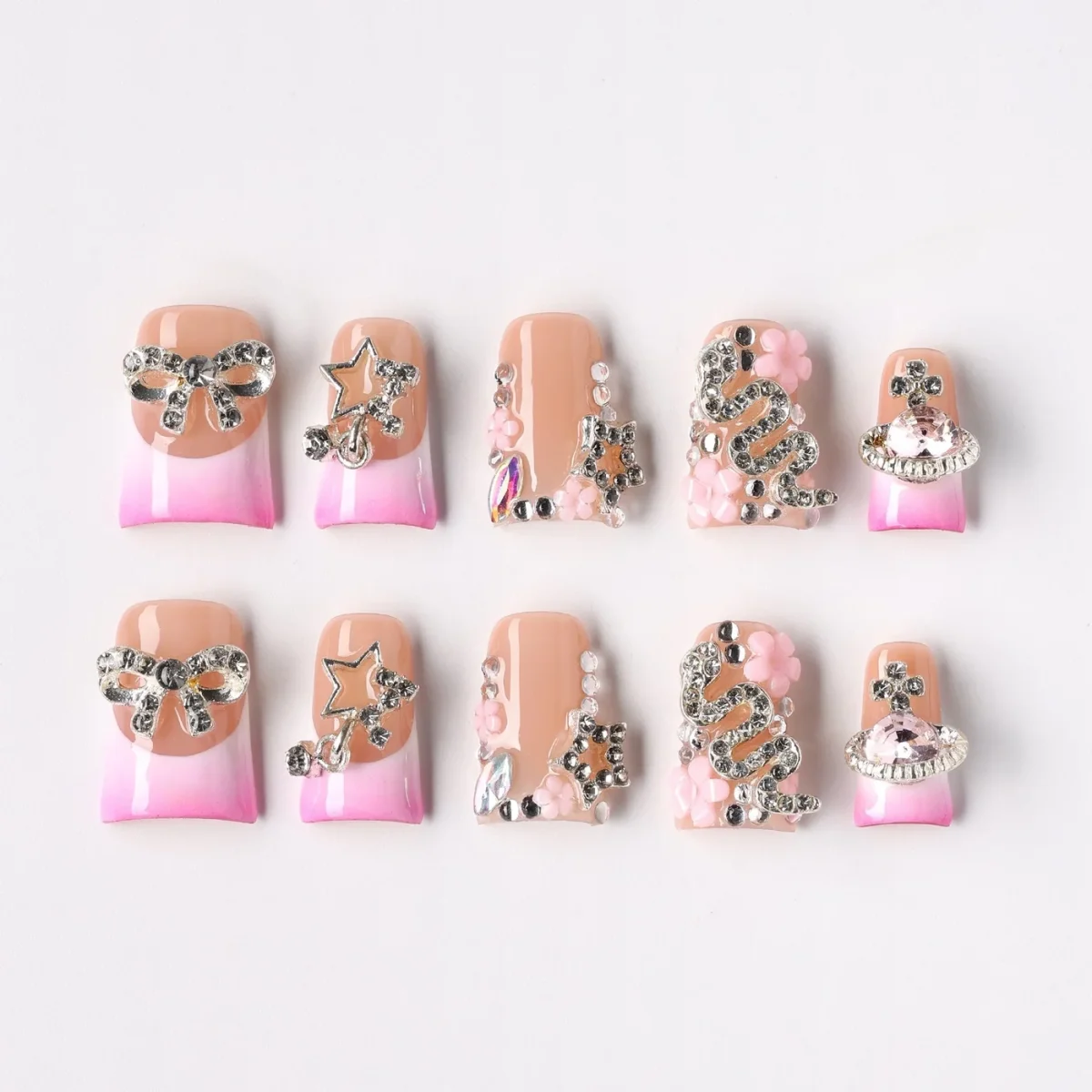 Fade Spark, press-on nail set, coffin, short