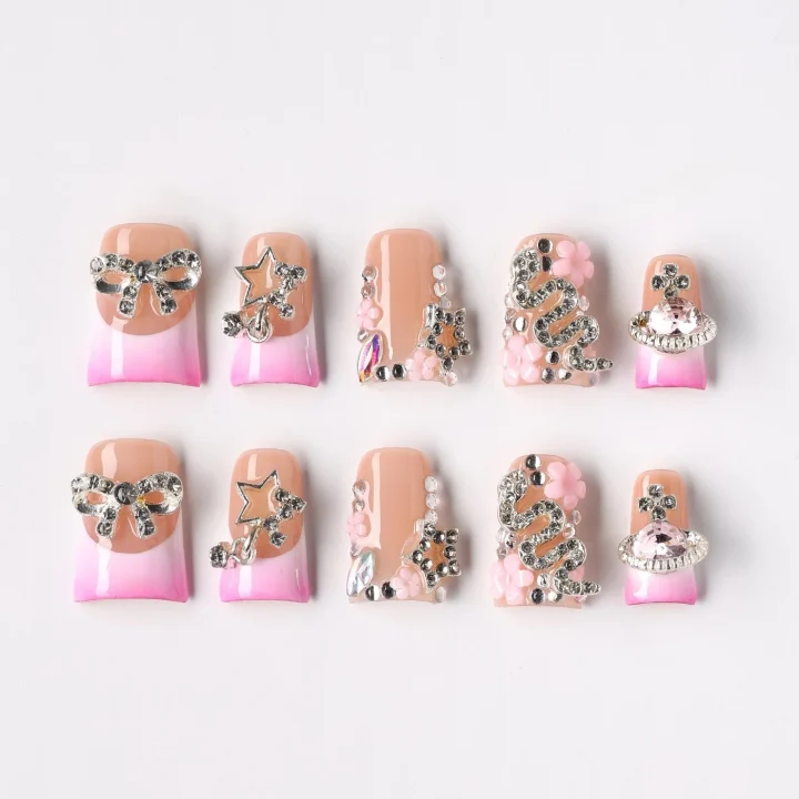 Fade Spark, press-on nail set, coffin, short