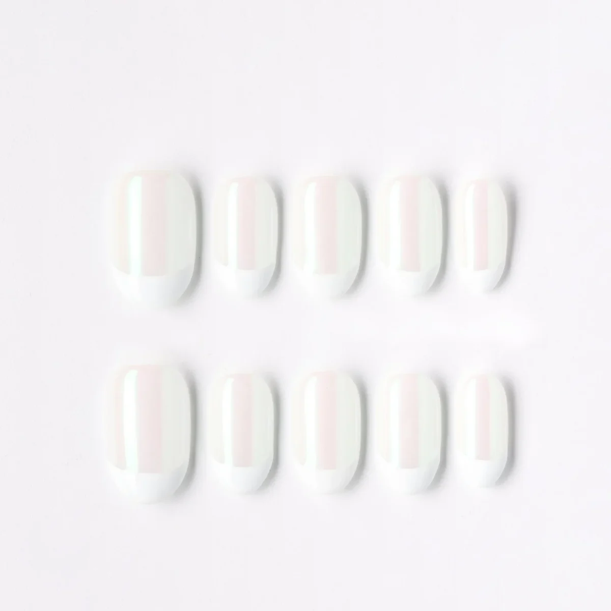 Frost Glow, press-on nail set, oval, short