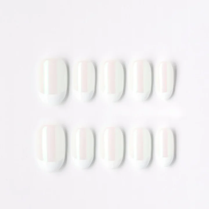 Frost Glow, press-on nail set, oval, short