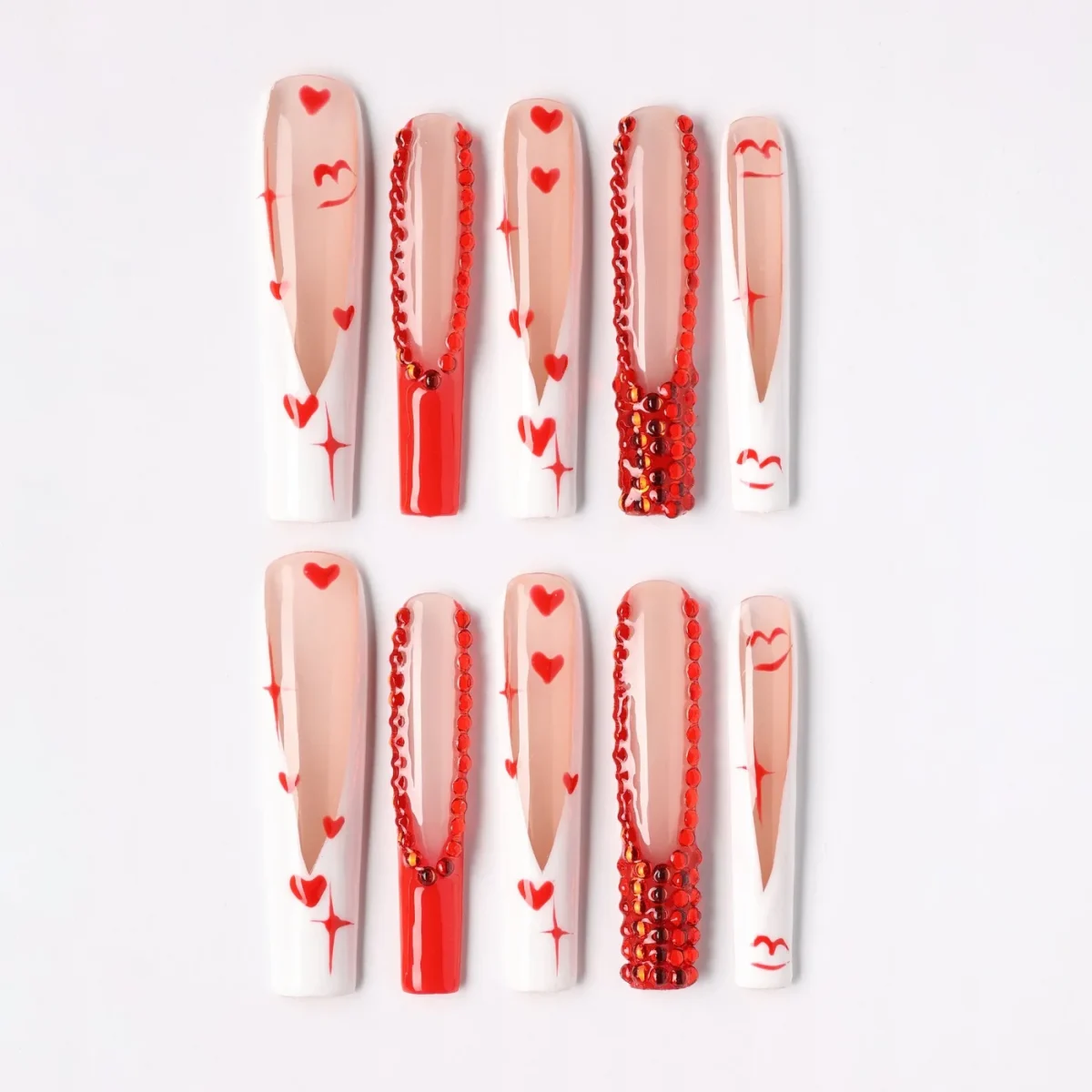 Heart & Soul, press-on nail set, tunnel, extra long