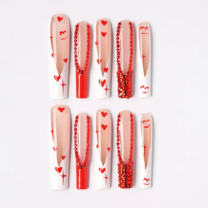 Heart & Soul, press-on nail set, tunnel, extra long