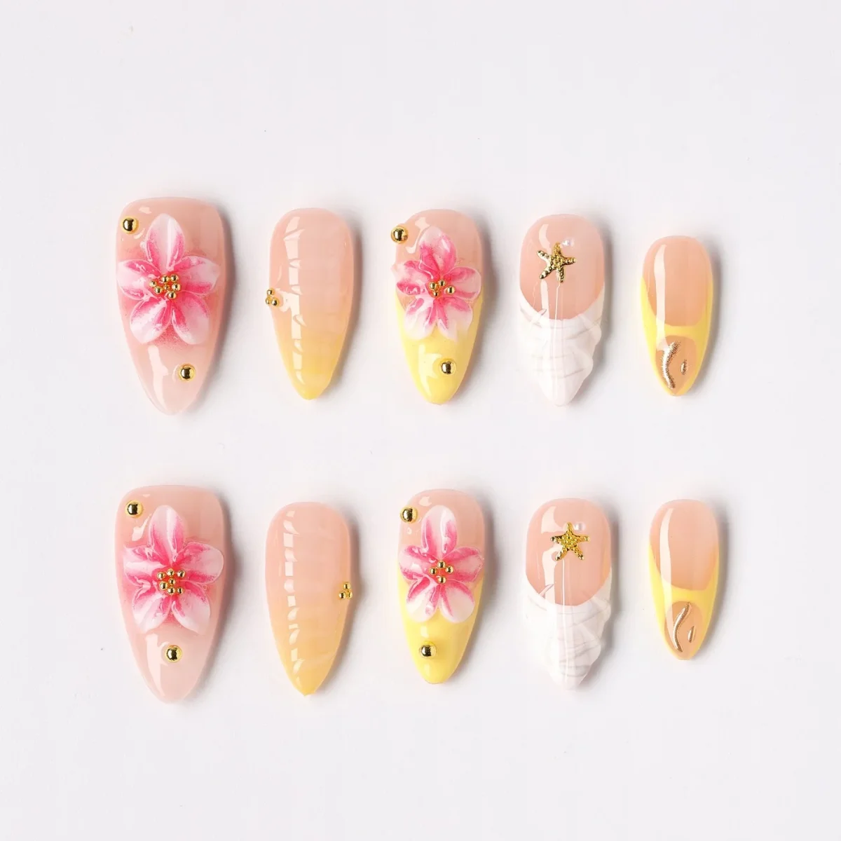 Petal Trace, press-on nail set, almond, medium