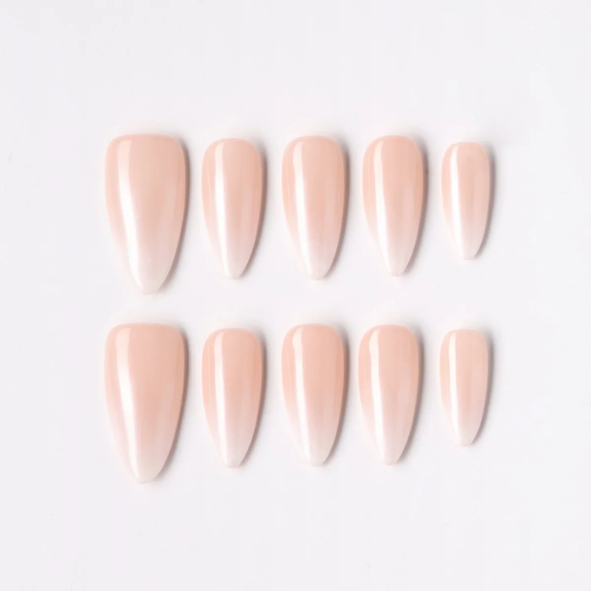 Shimmer Fade, press-on nail set, almond, medium