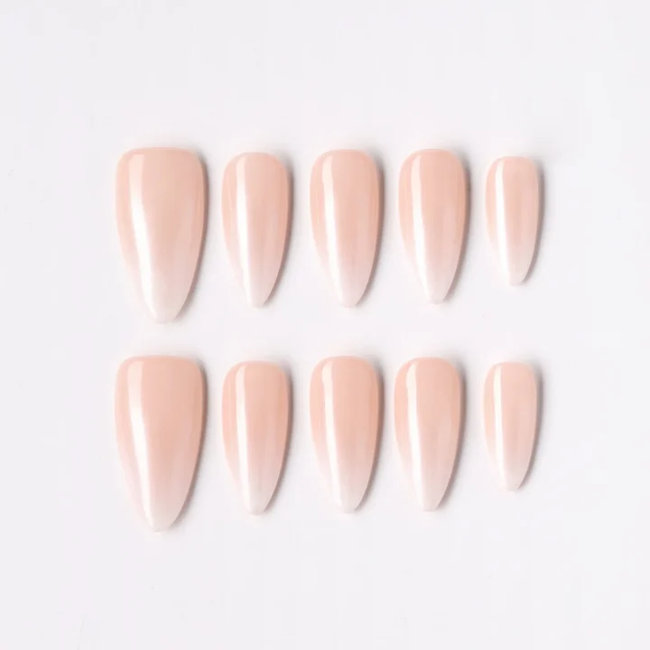 Shimmer Fade, press-on nail set, almond, medium