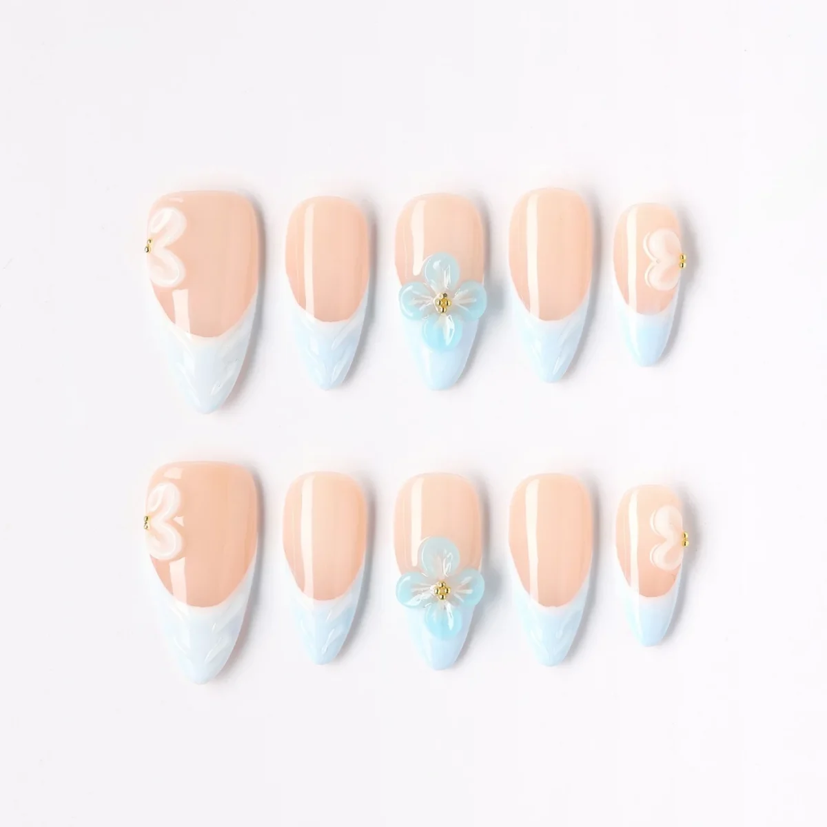 Soft Vine, press-on nail set, almond, medium