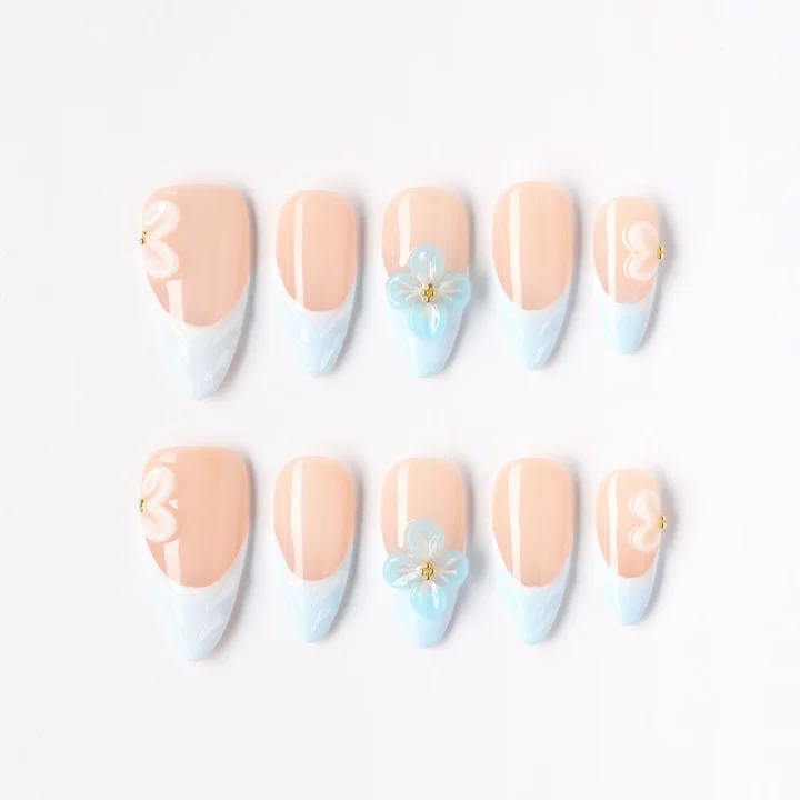 Soft Vine, press-on nail set, almond, medium