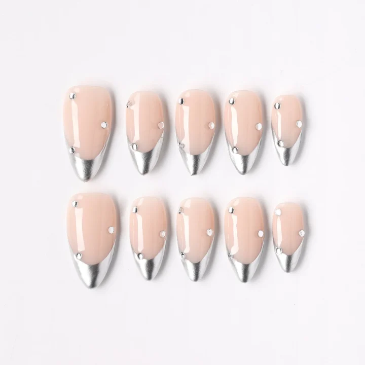 Sparkle Tip, press-on nail set, almond, medium